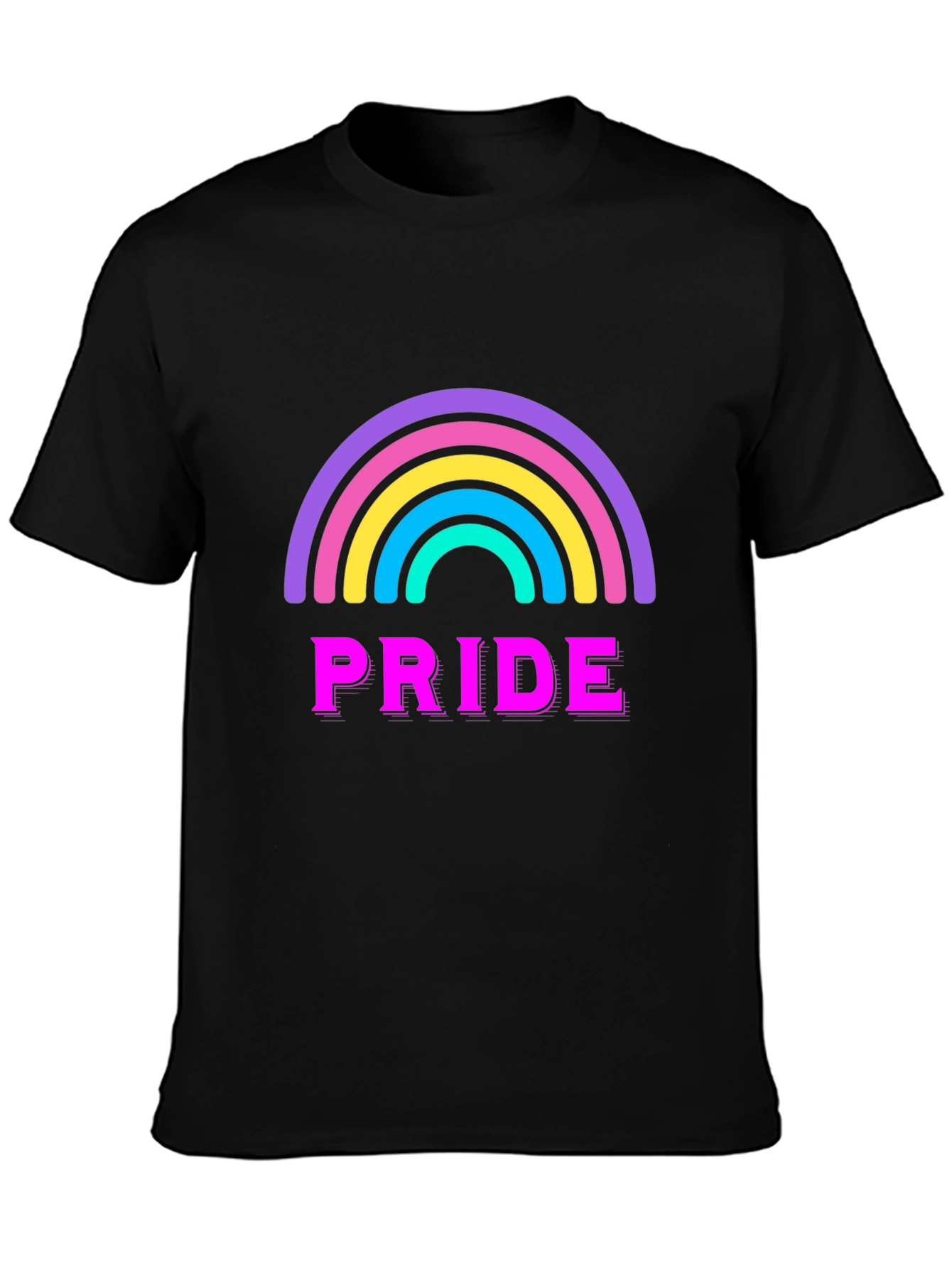 Pride Rainbow Graphic Tee - Black