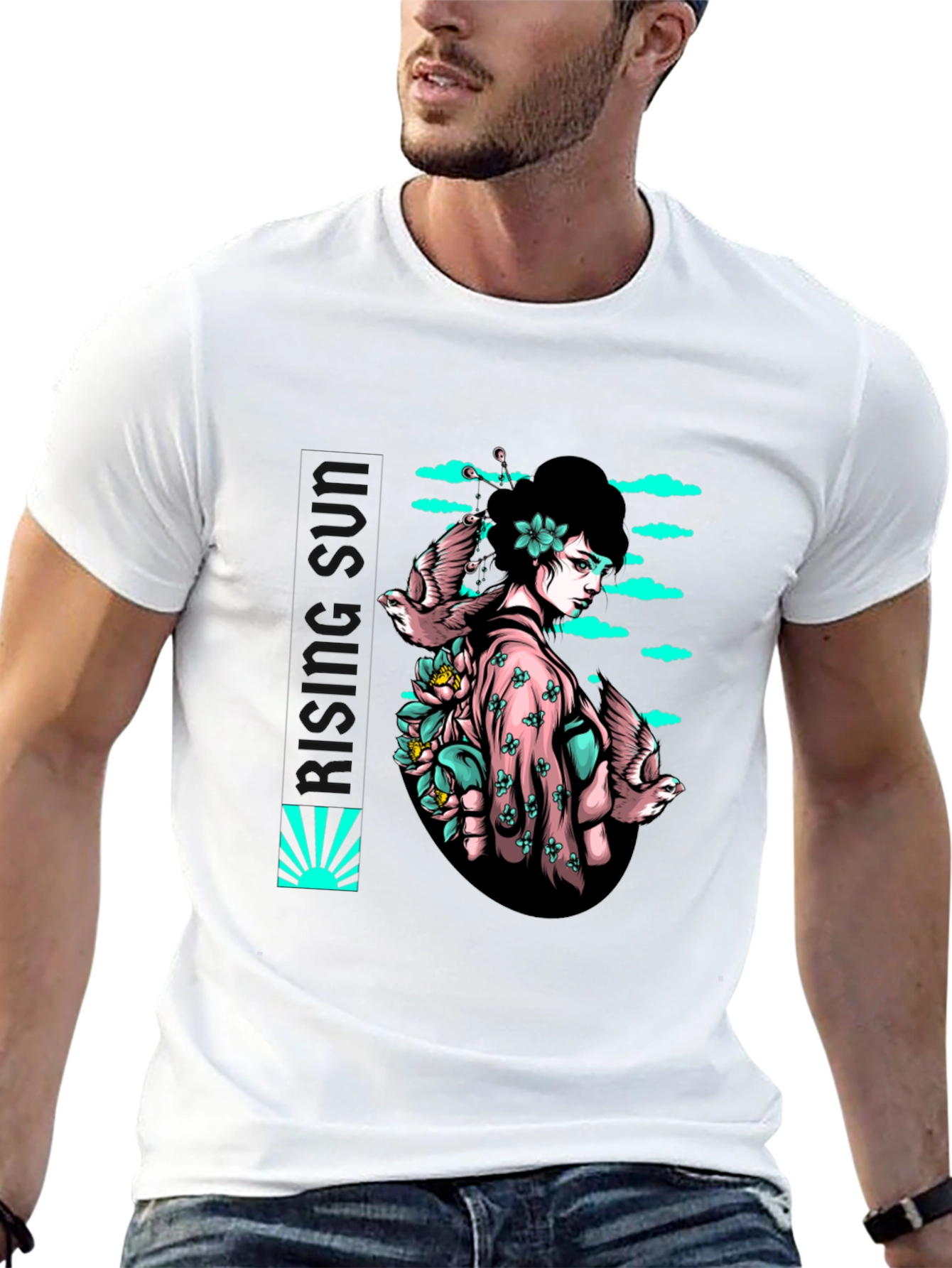 Geisha Bird T-Shirt - Unique Graphic Tee