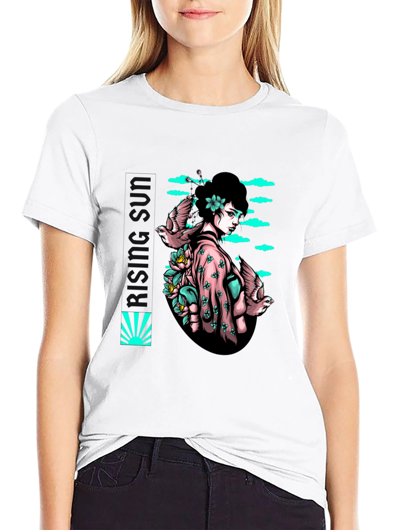 Geisha Bird T-Shirt - Unique Graphic Tee