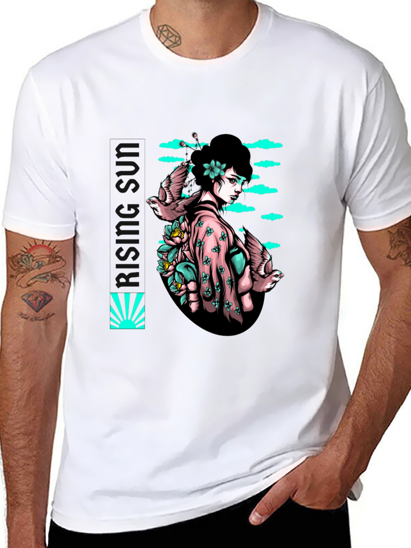 Geisha Bird T-Shirt - Unique Graphic Tee