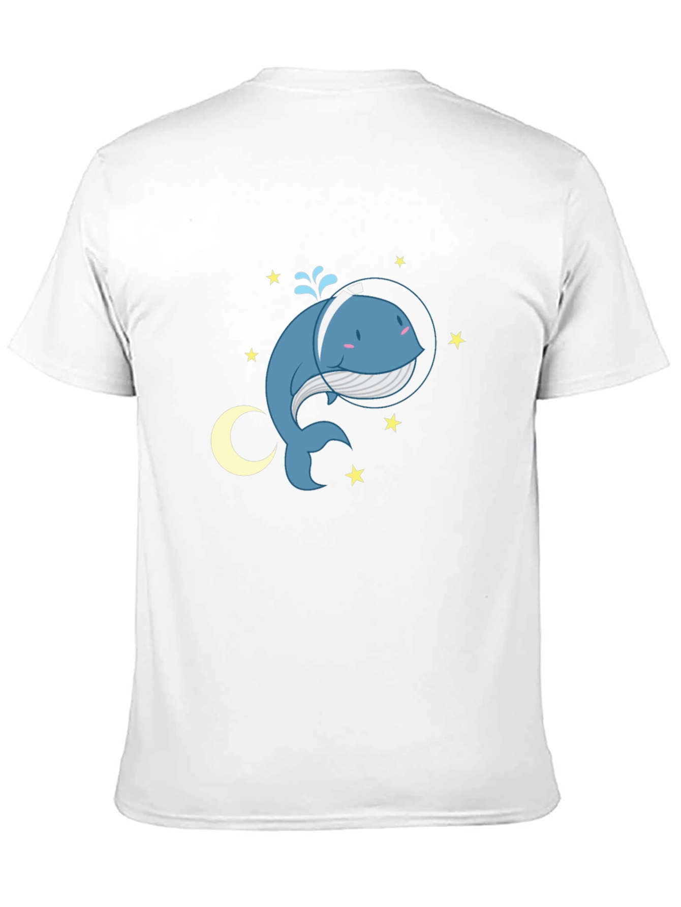 Cute Cartoon Whale in Space T-Shirt - Black