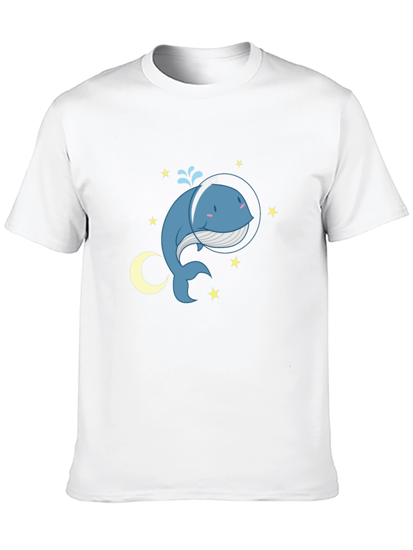 Cute Cartoon Whale in Space T-Shirt - Black