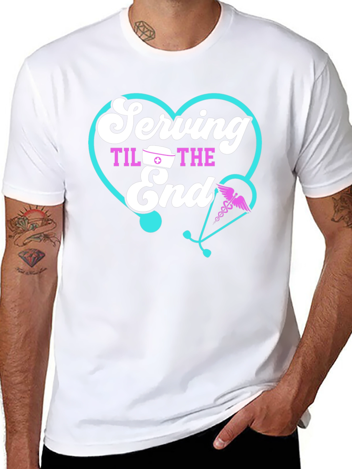 Serving Til The End Black T-Shirt - Nurse Appreciation