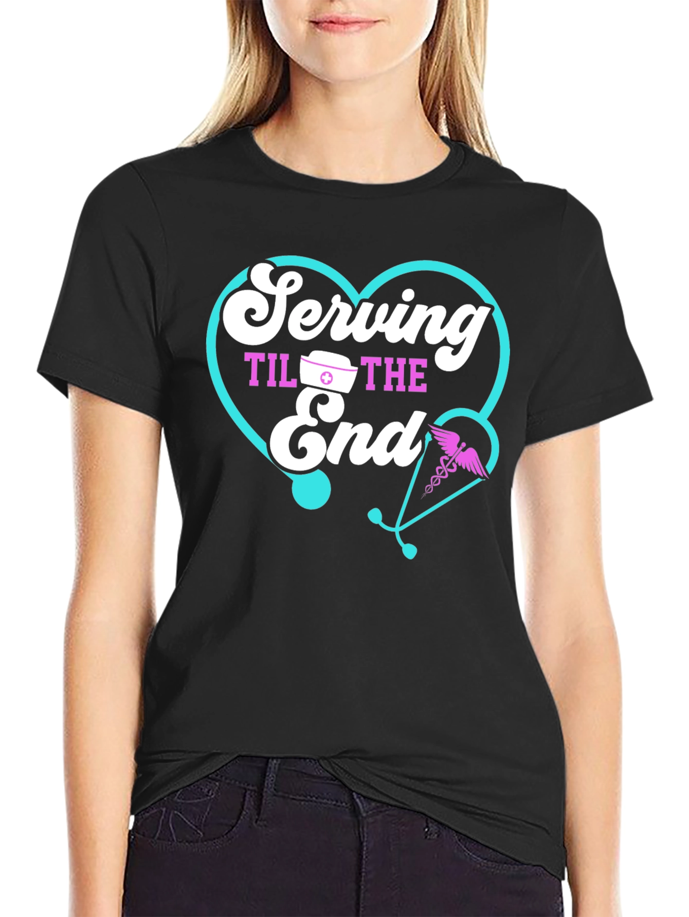 Serving Til The End Black T-Shirt - Nurse Appreciation