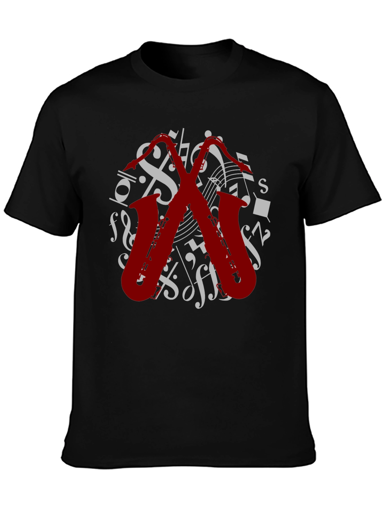 Musical Saxophone Graphic Tee - Black Cotton T-Shirt