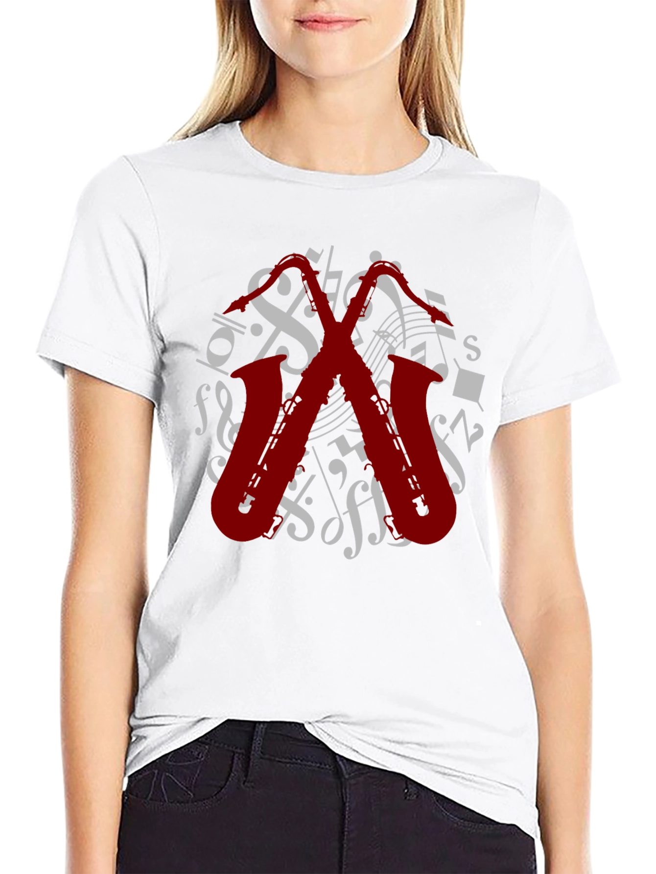 Musical Saxophone Graphic Tee - Black Cotton T-Shirt