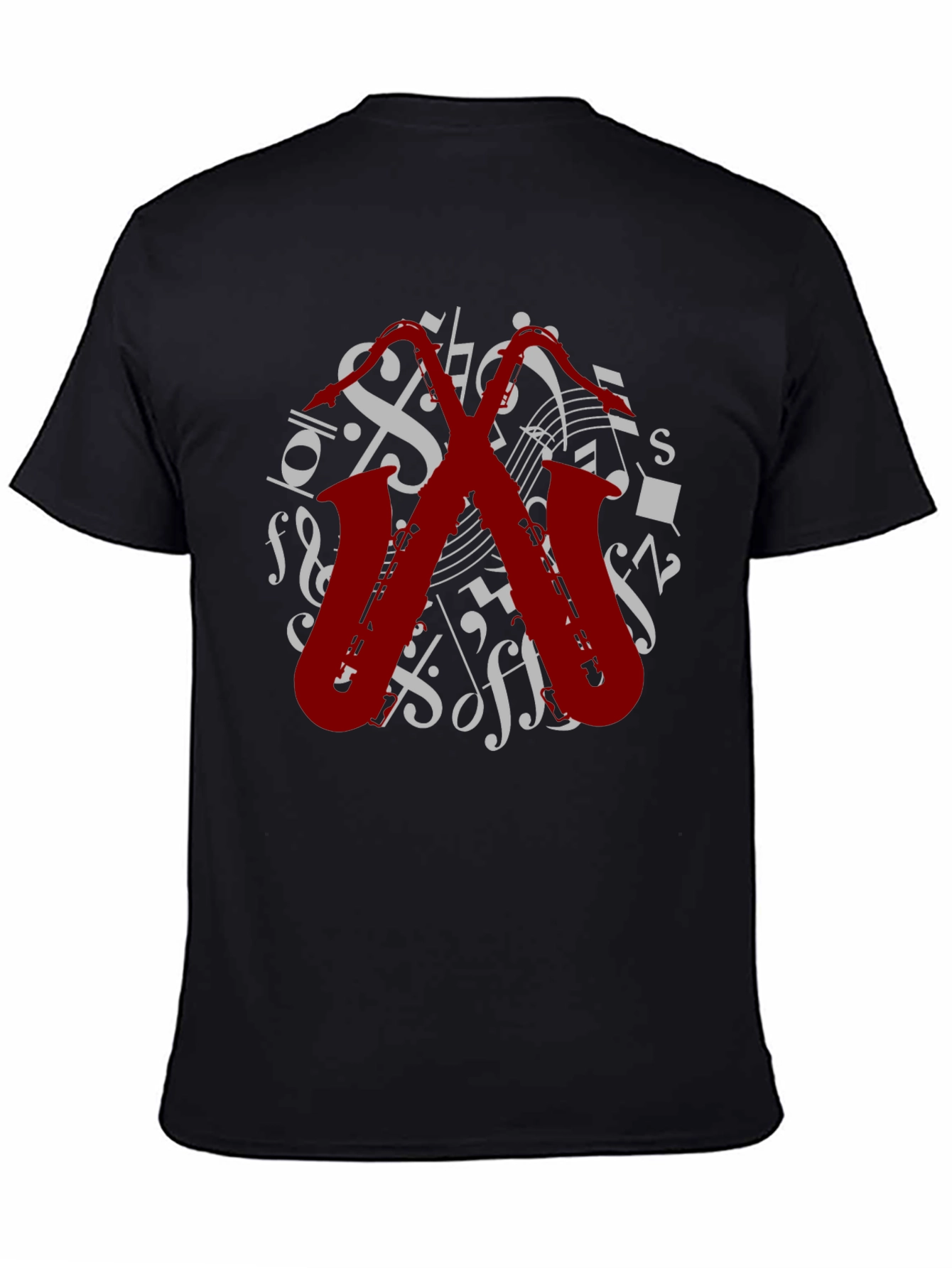 Musical Saxophone Graphic Tee - Black Cotton T-Shirt