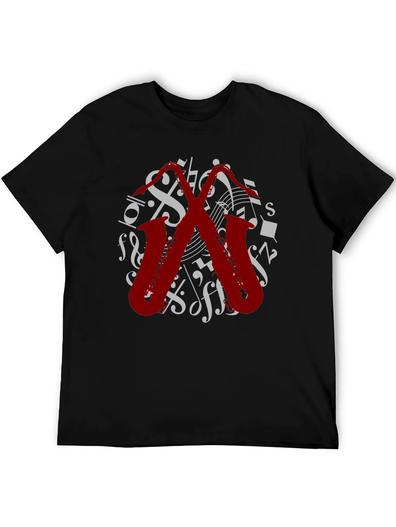 Musical Saxophone Graphic Tee - Black Cotton T-Shirt