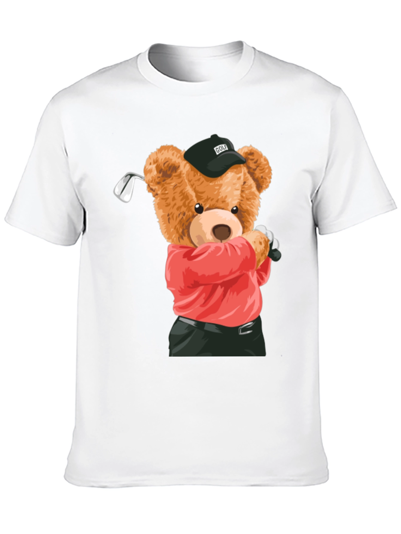 Golfing Bear Graphic Tee - Black