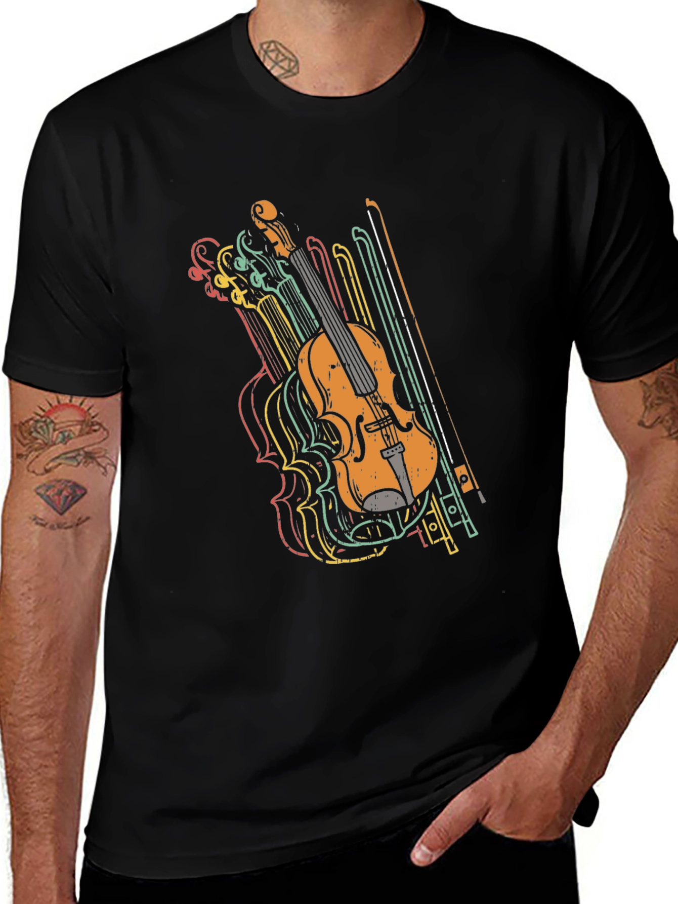 Retro Violin Graphic Tee - Music Lovers T-Shirt