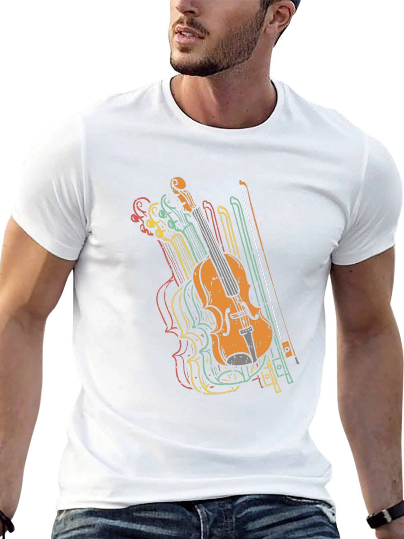 Retro Violin Graphic Tee - Music Lovers T-Shirt
