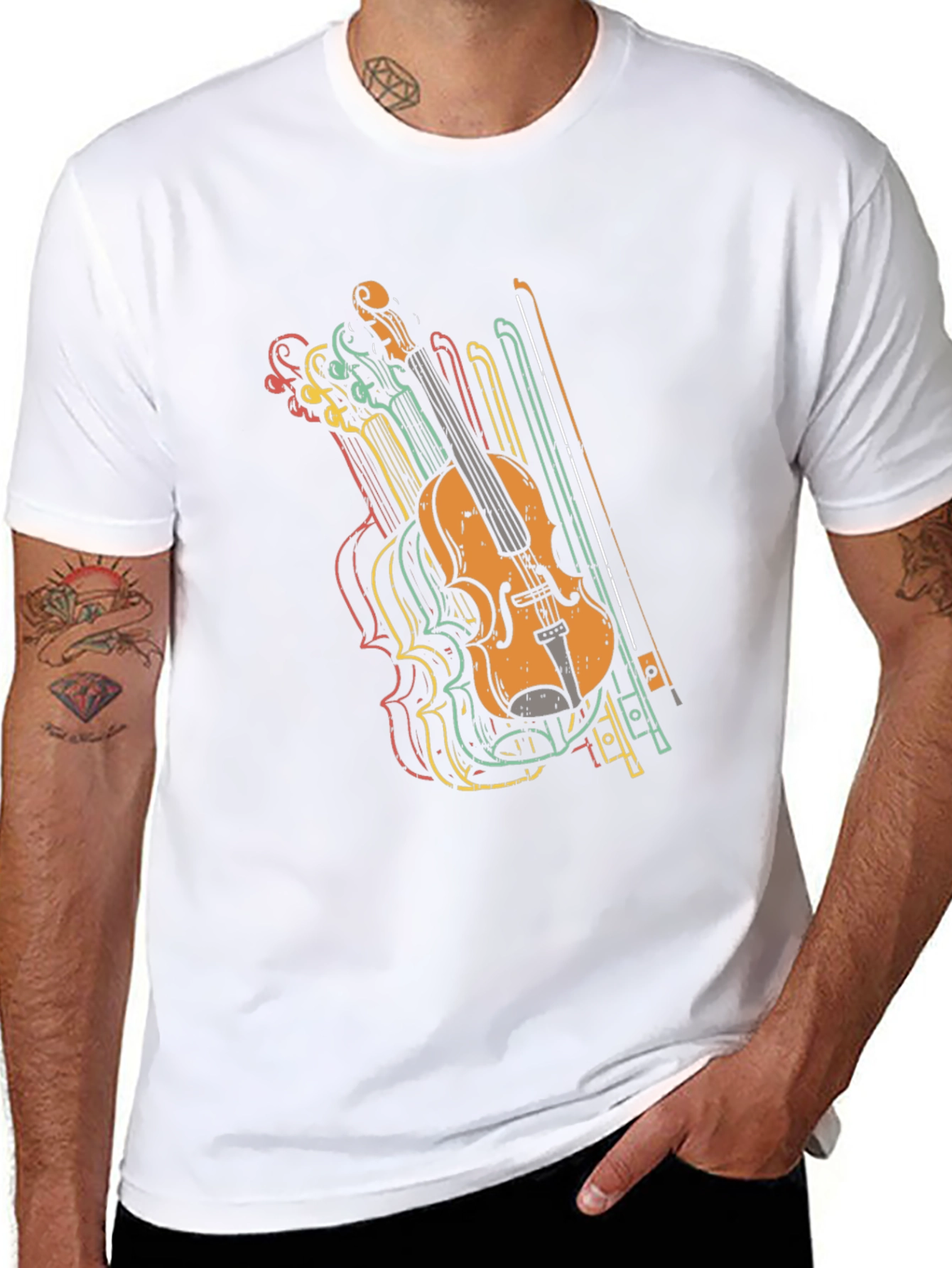 Retro Violin Graphic Tee - Music Lovers T-Shirt