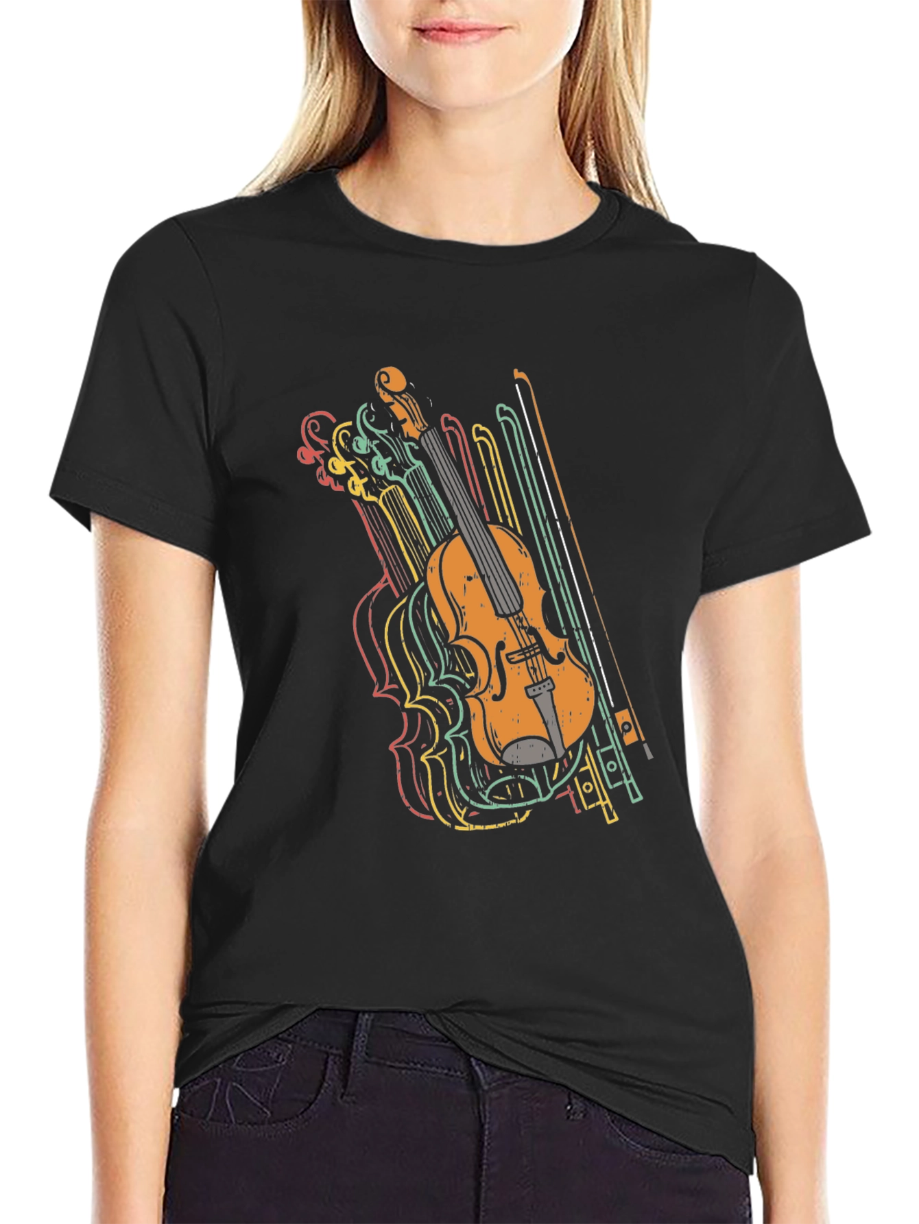 Retro Violin Graphic Tee - Music Lovers T-Shirt