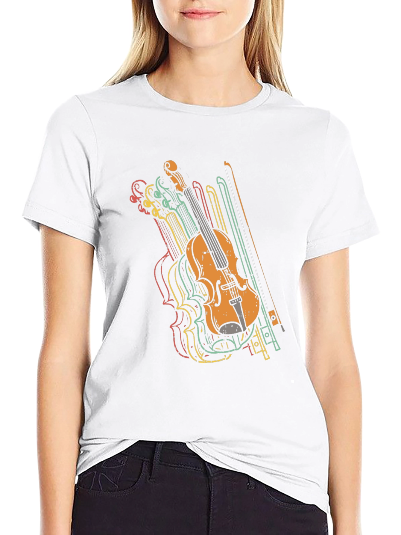 Retro Violin Graphic Tee - Music Lovers T-Shirt
