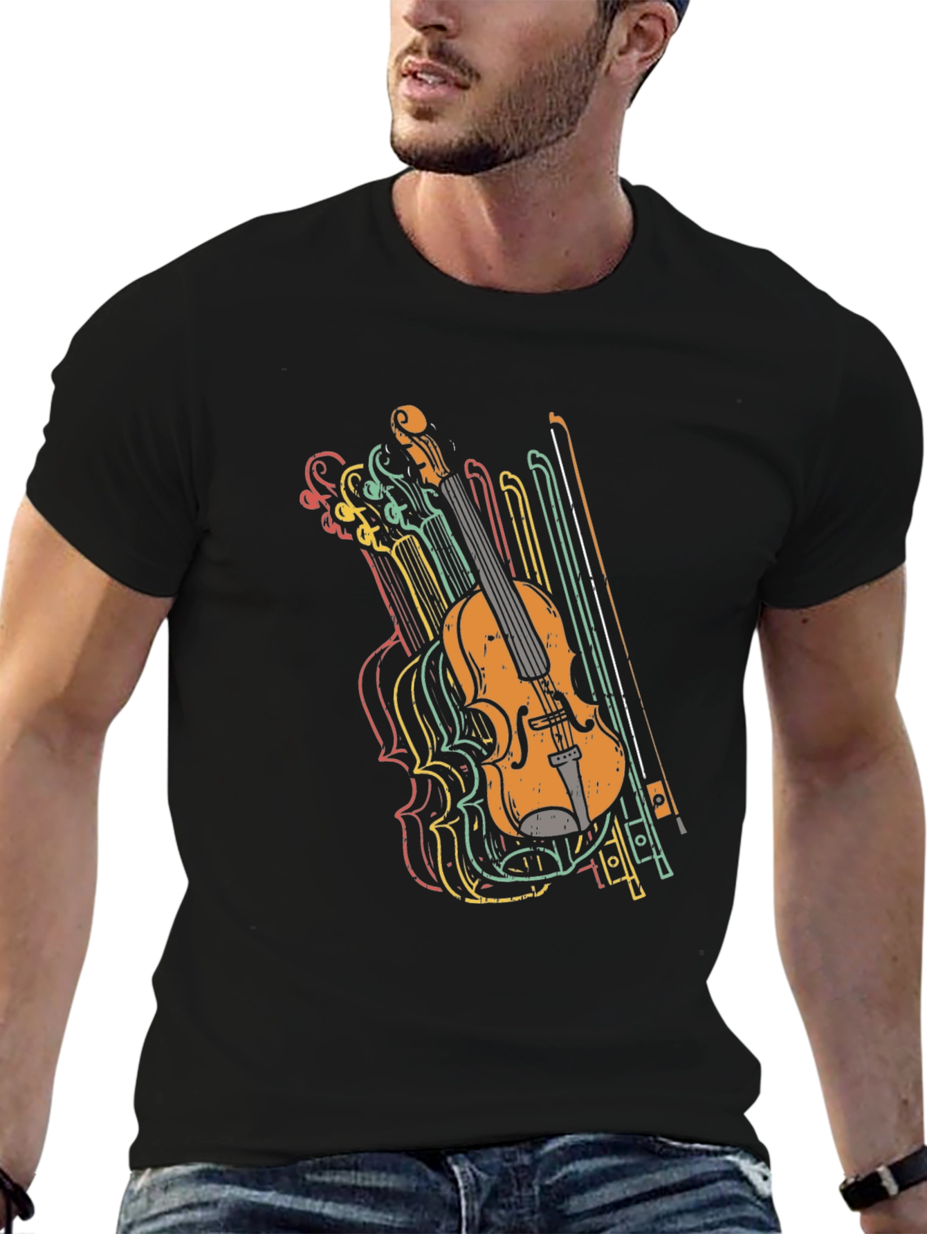 Retro Violin Graphic Tee - Music Lovers T-Shirt