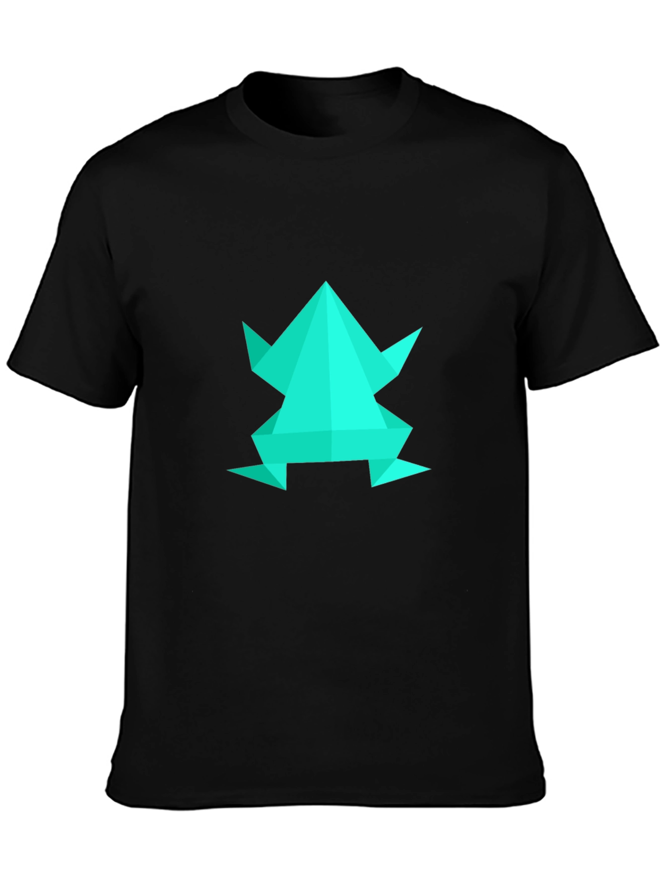 Geometric Frog Graphic Tee - Black Cotton Blend
