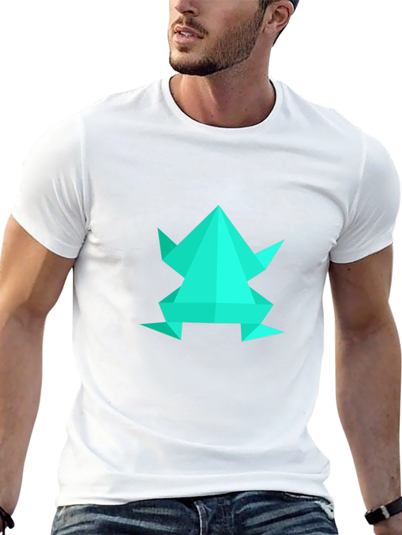 Geometric Frog Graphic Tee - Black Cotton Blend