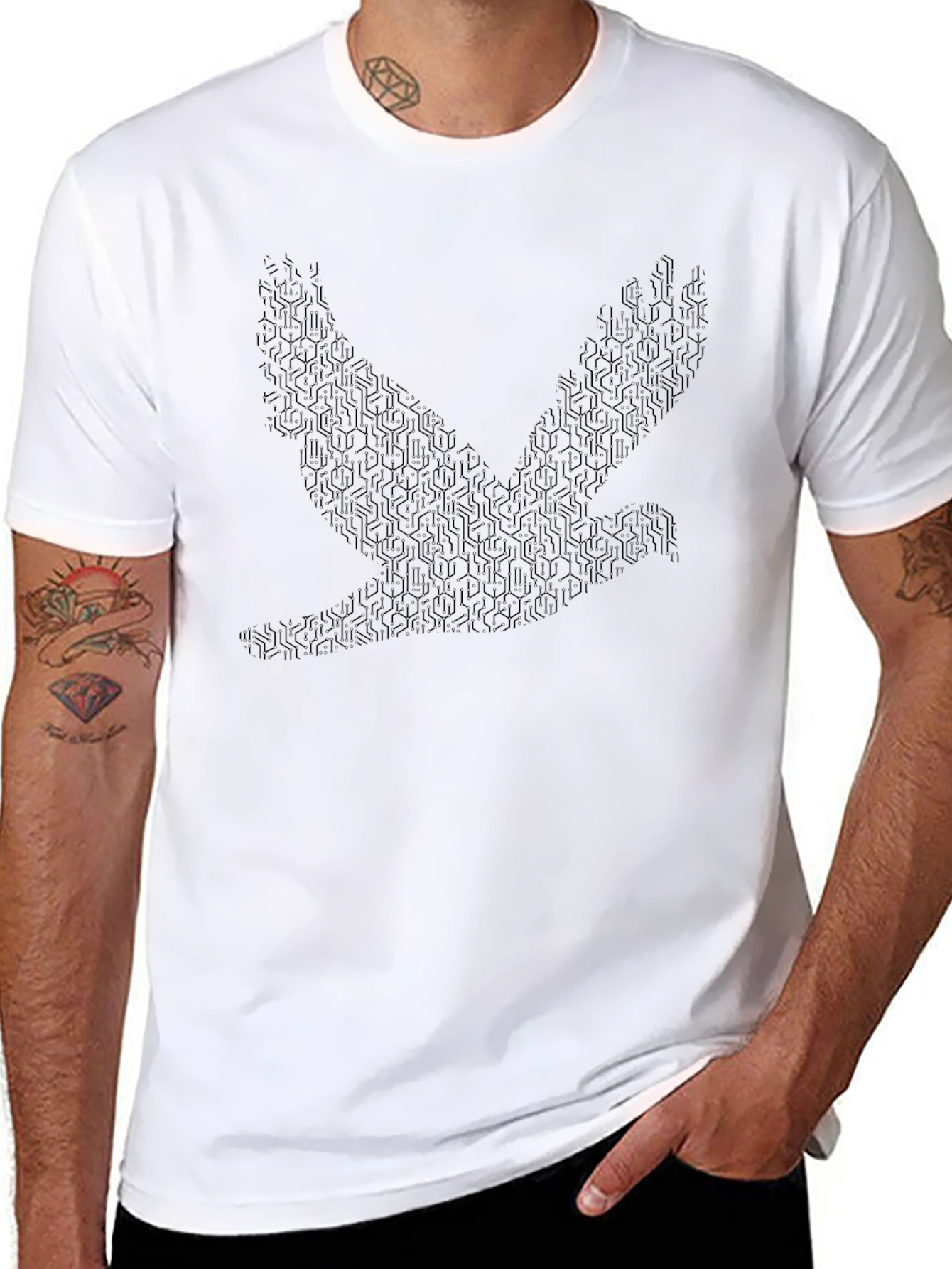 Geometric Dove Graphic T-Shirt - Modern Style