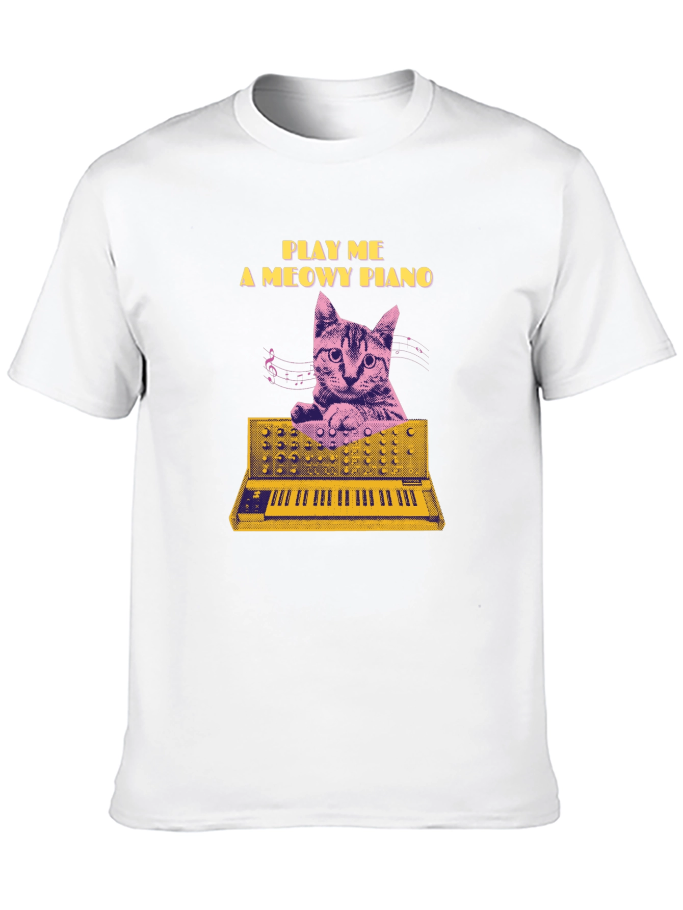 Play Me a Meowy Piano Black T-Shirt