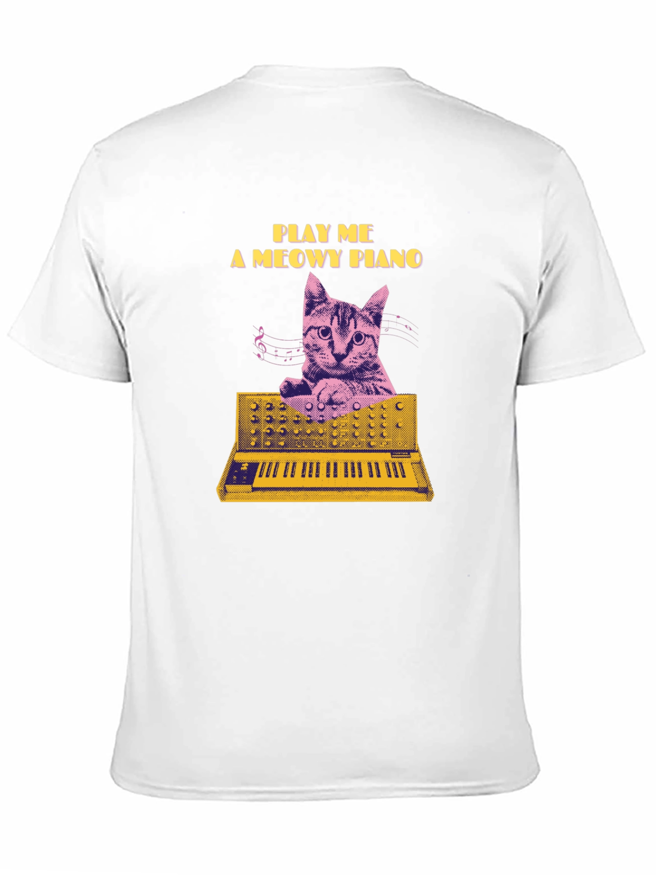 Play Me a Meowy Piano Black T-Shirt