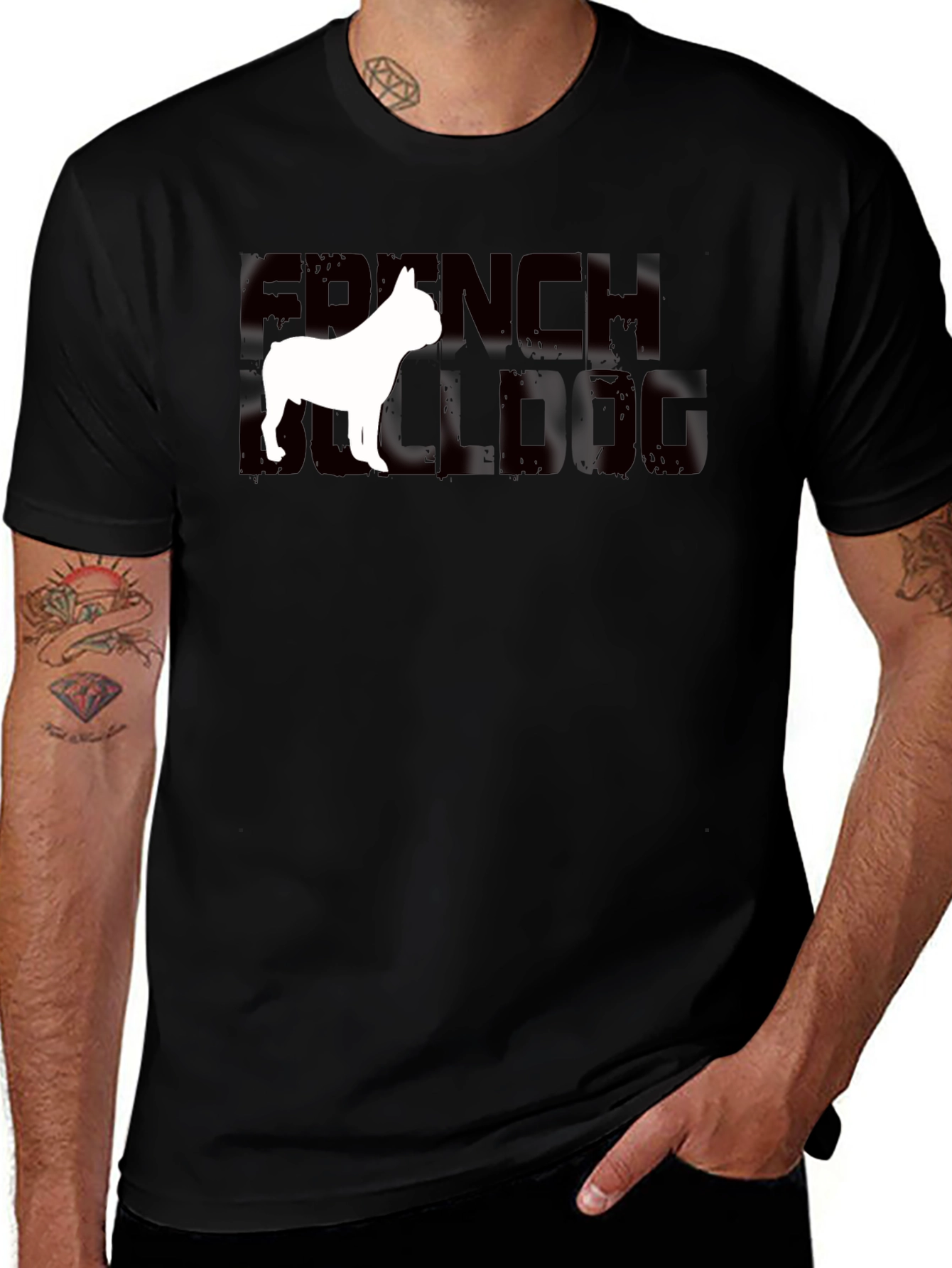French Bulldog Graphic Tee - Unisex Black Cotton T-Shirt