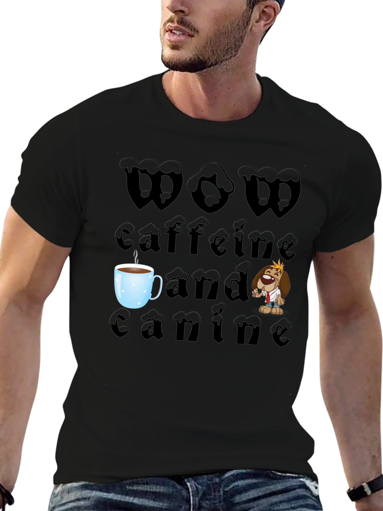 WOW Caffeine and Canine Graphic T-Shirt