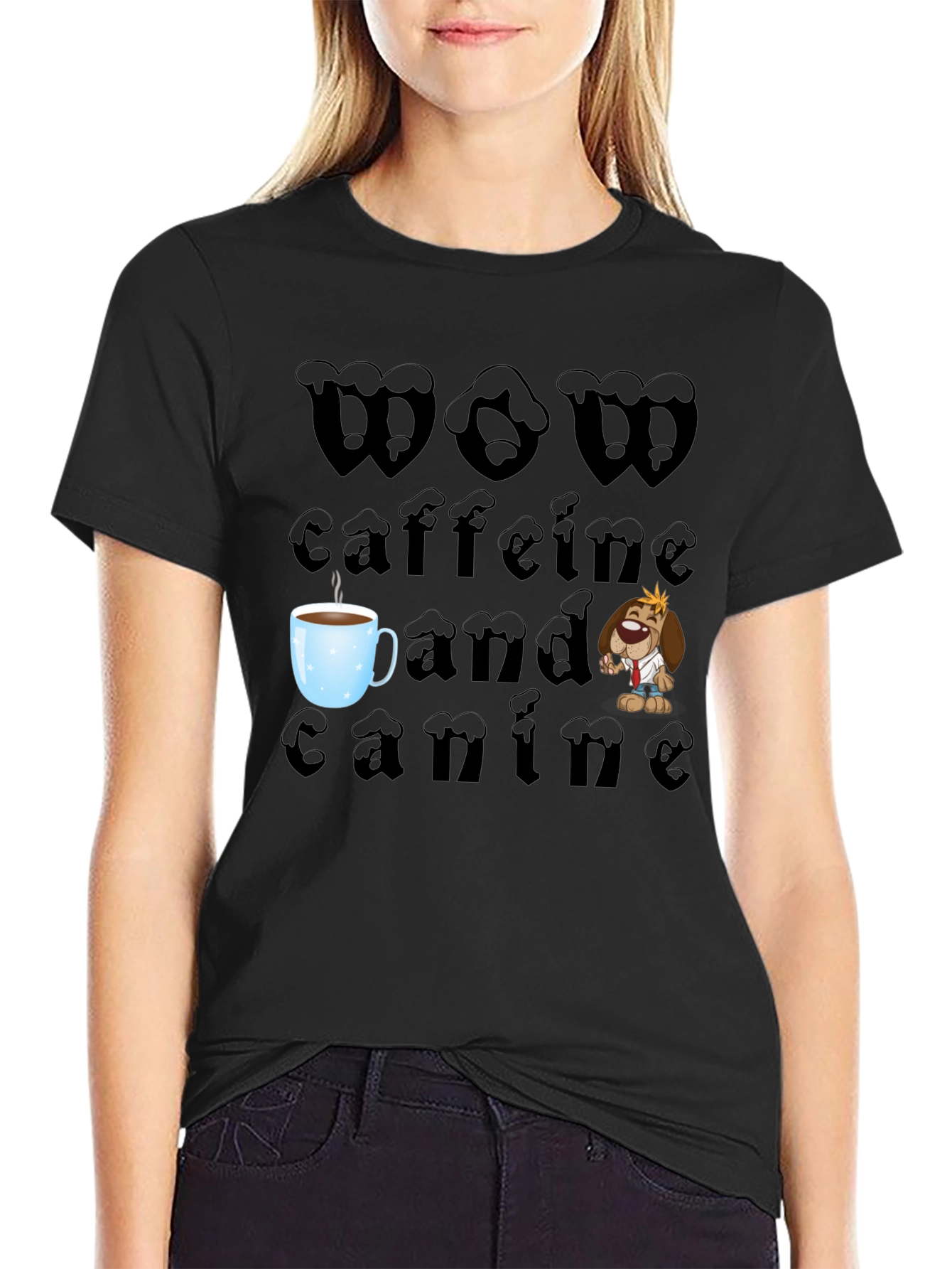 WOW Caffeine and Canine Graphic T-Shirt