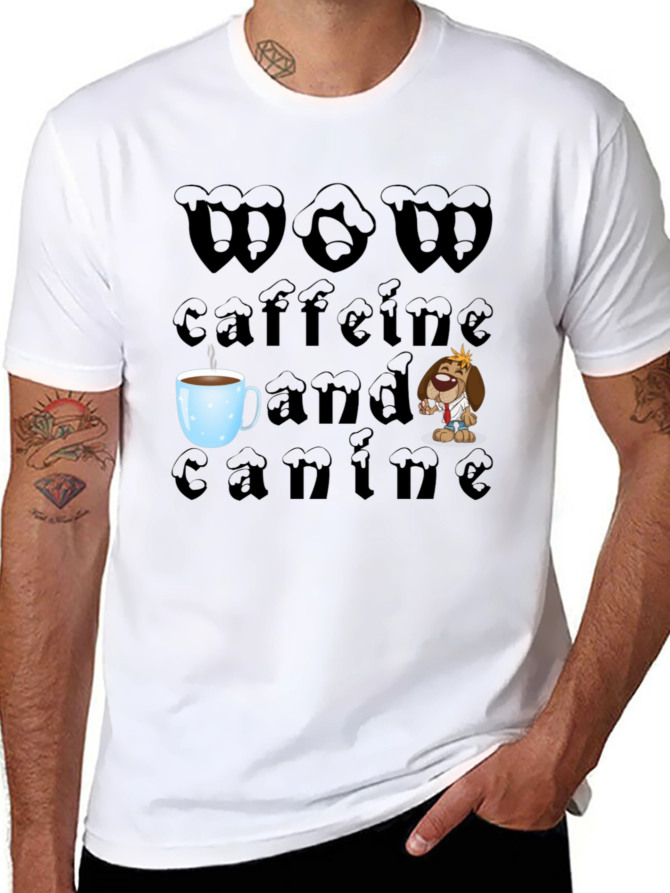 WOW Caffeine and Canine Graphic T-Shirt