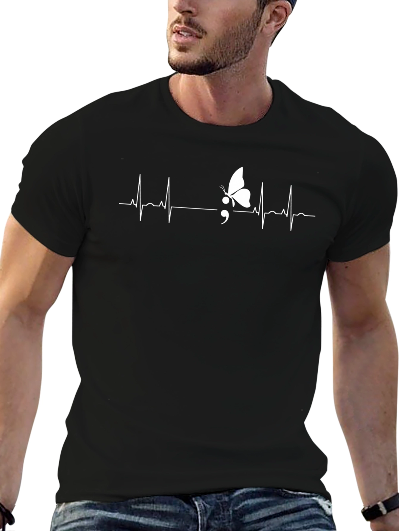 Butterfly Semicolon Heartbeat Graphic Tee
