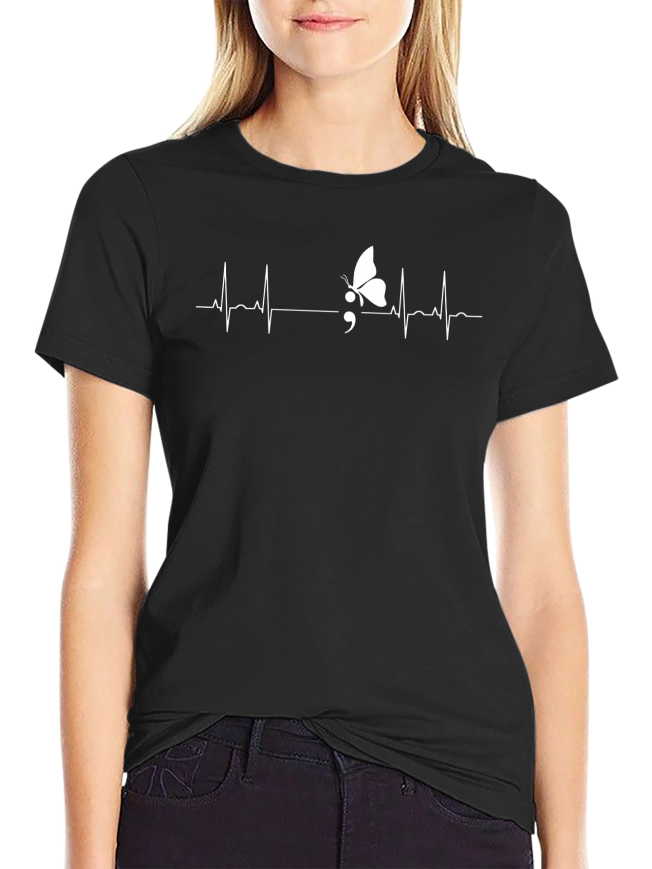 Butterfly Semicolon Heartbeat Graphic Tee