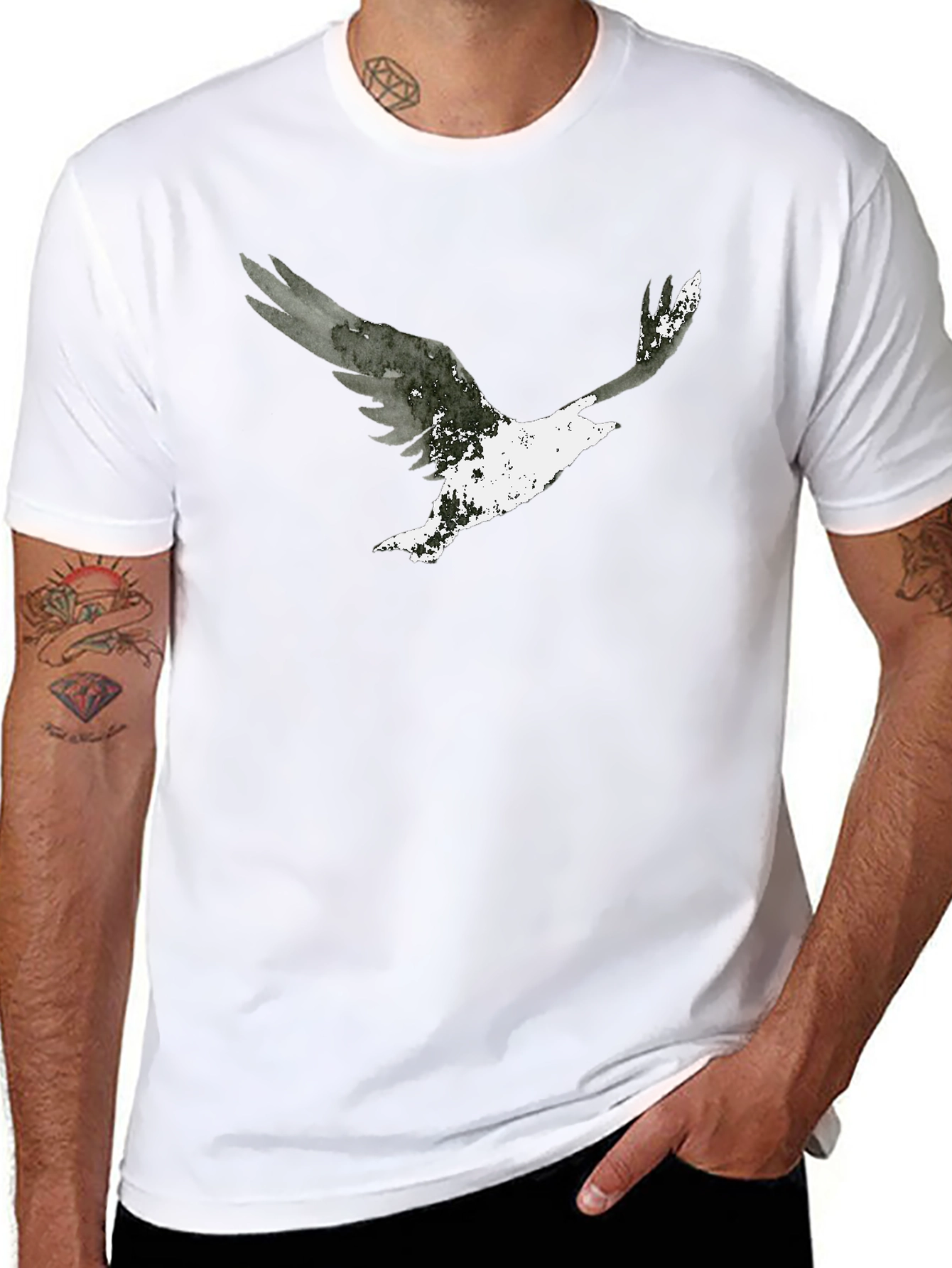 Abstract Eagle Graphic Tee - Mens Black T-Shirt