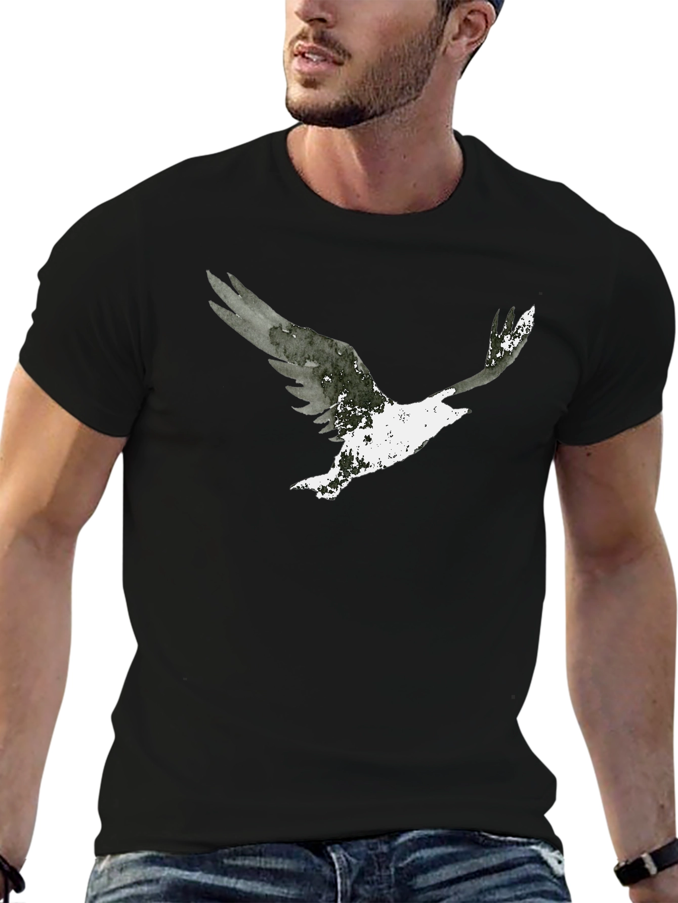 Abstract Eagle Graphic Tee - Mens Black T-Shirt