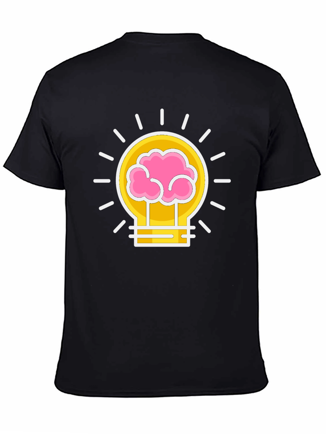 Brain Power Lightbulb Graphic Tee - Black Cotton T-Shirt