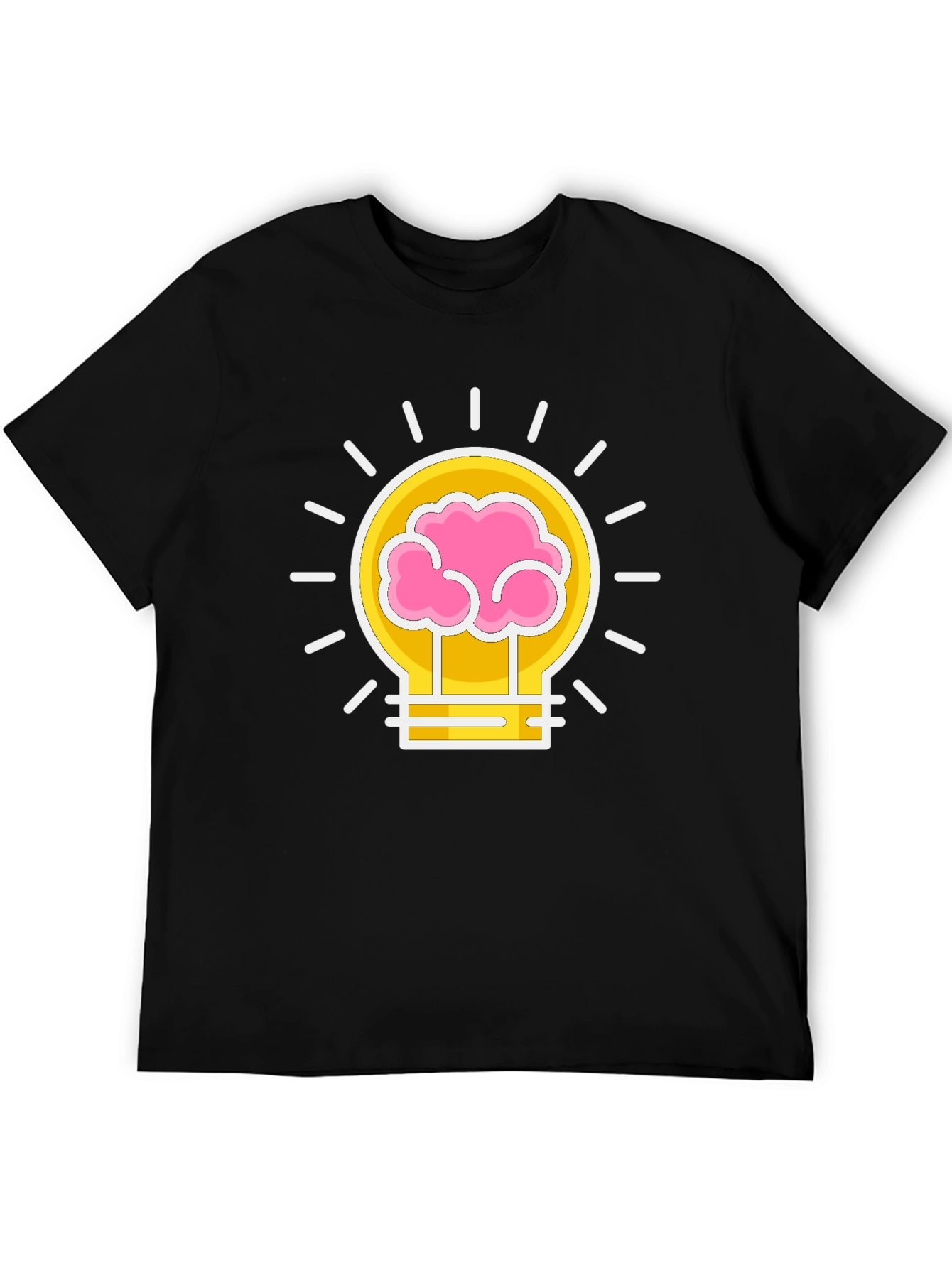 Brain Power Lightbulb Graphic Tee - Black Cotton T-Shirt