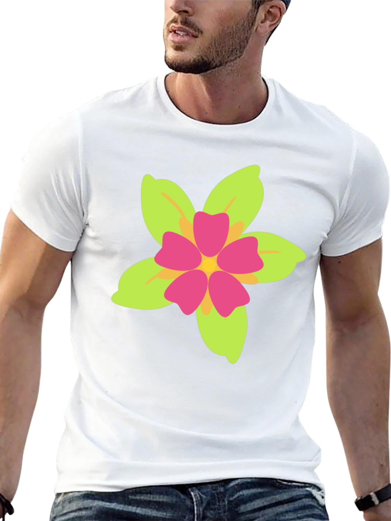 Floral Print Black T-Shirt - Casual Style