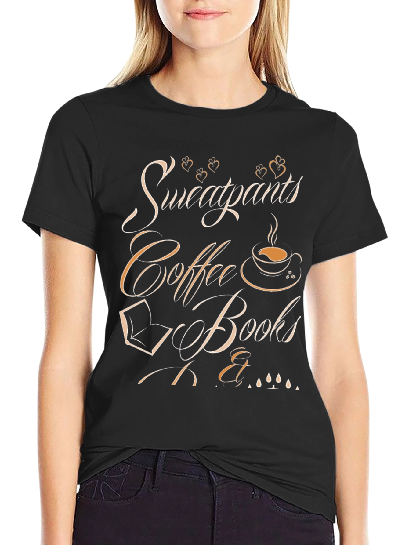 Sweatpants Coffee & Books Graphic Tee