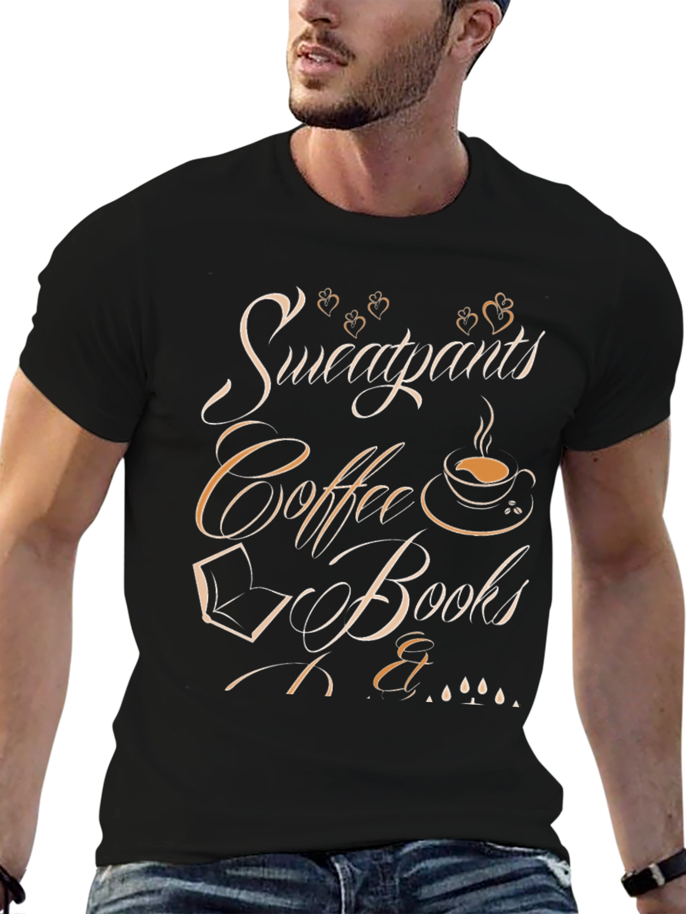 Sweatpants Coffee & Books Graphic Tee