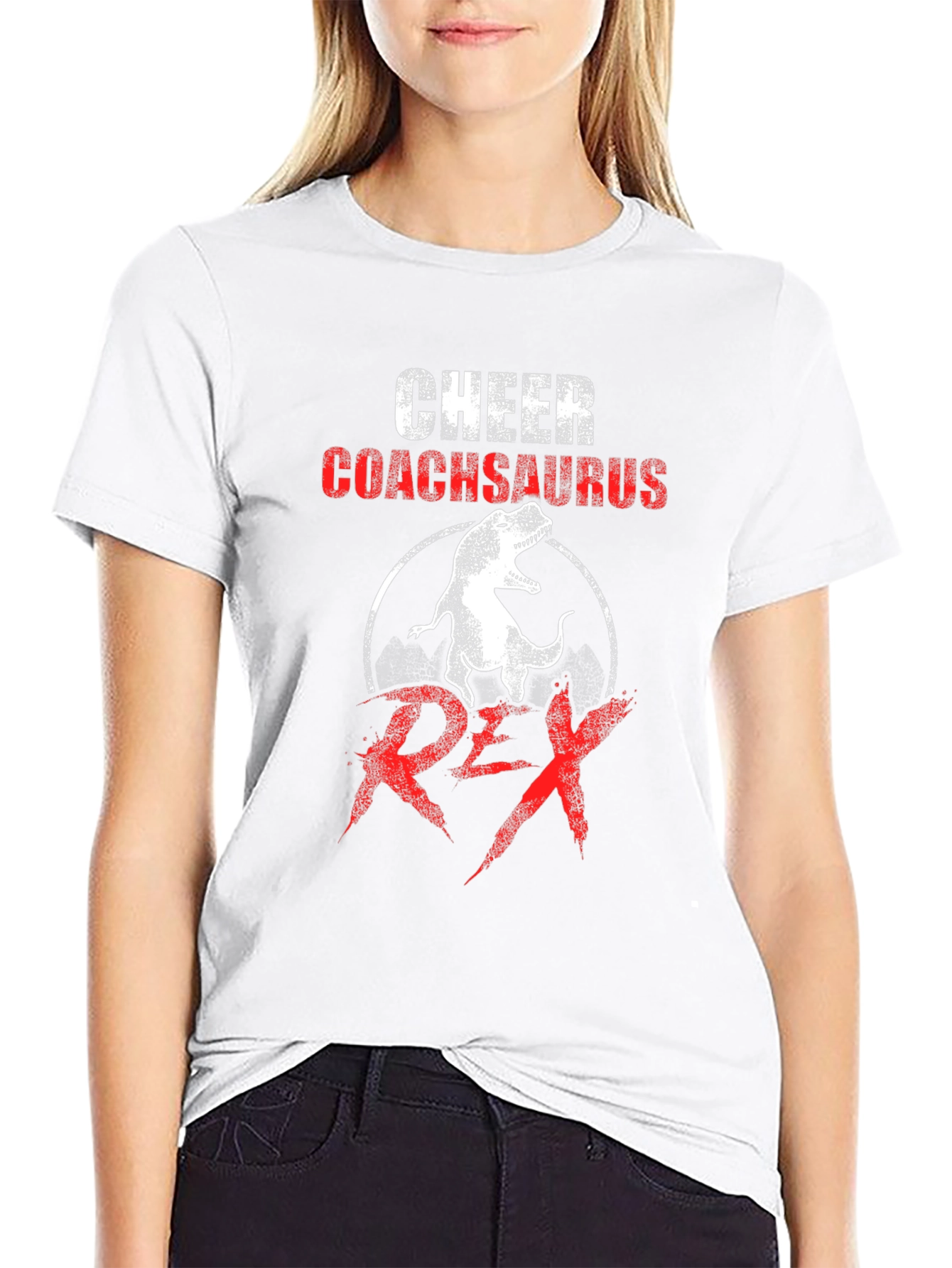 Cheer Coachsaurus Rex T-Shirt - Dinosaur Graphic Tee