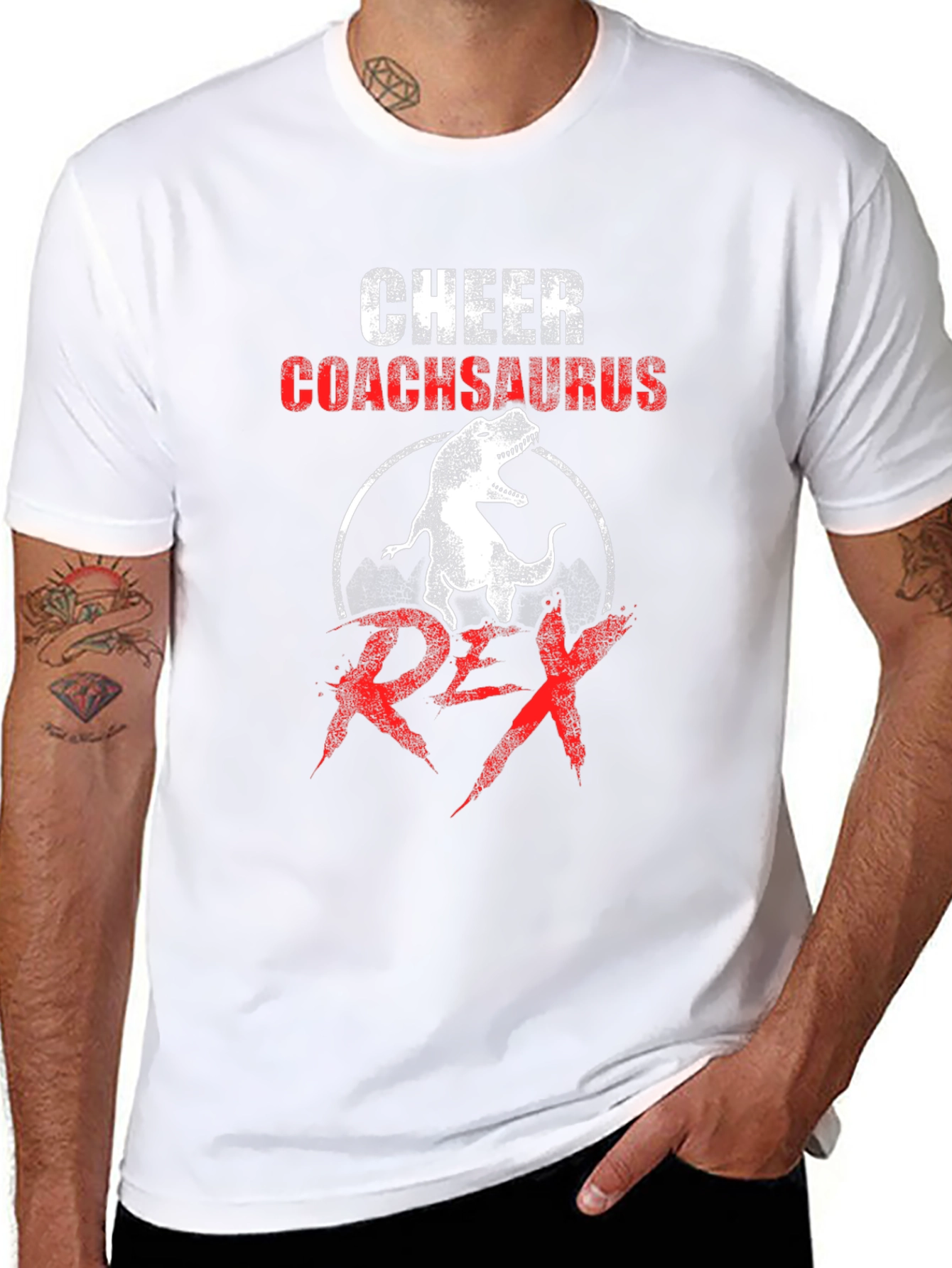 Cheer Coachsaurus Rex T-Shirt - Dinosaur Graphic Tee