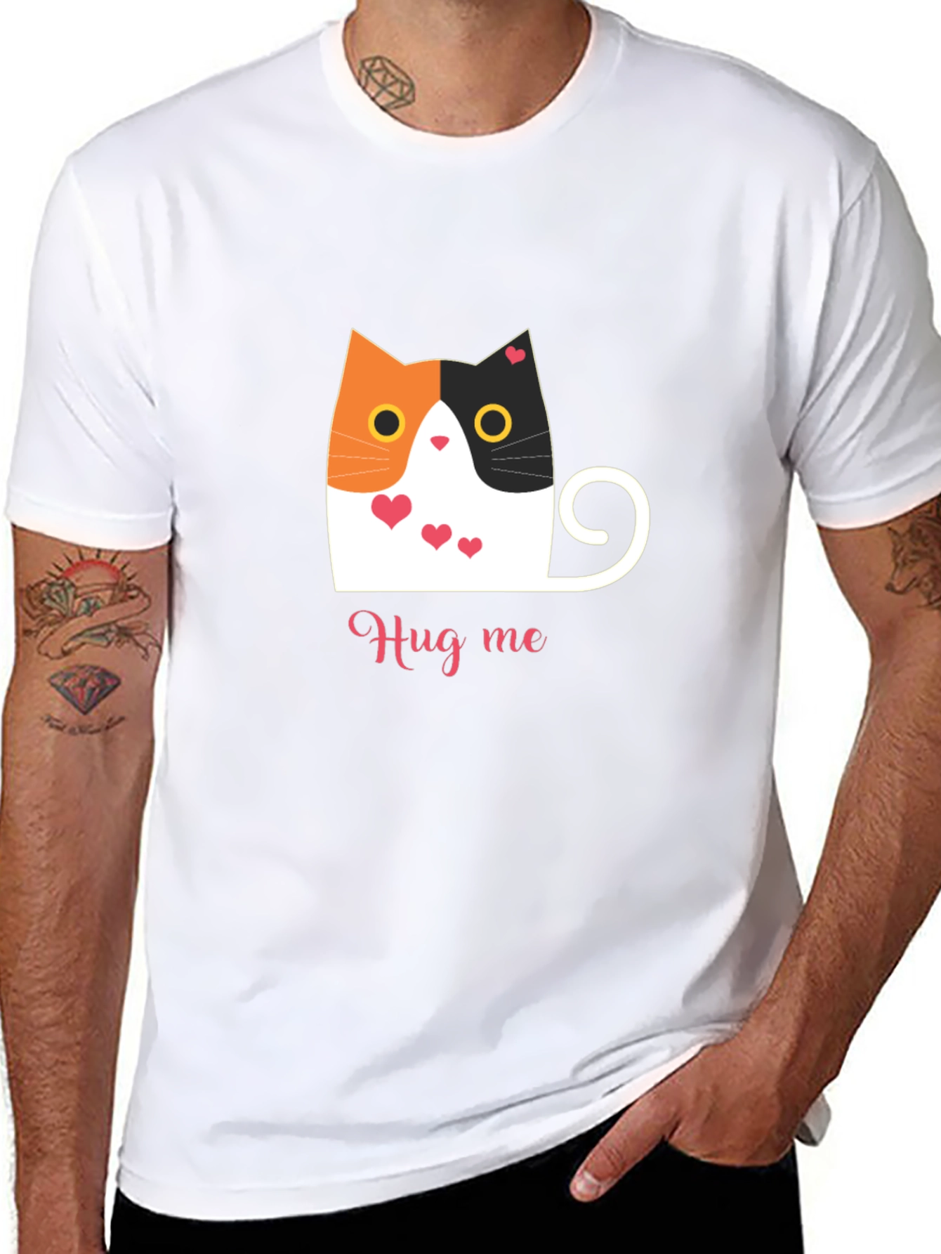 Cute Cat Hug Me T-Shirt - Soft Black Tee