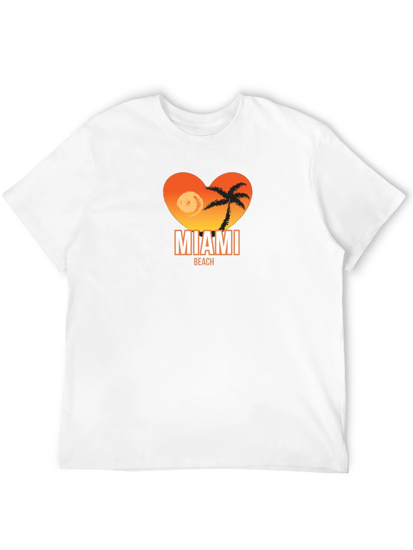 Miami Beach Heart Graphic T-Shirt - Black