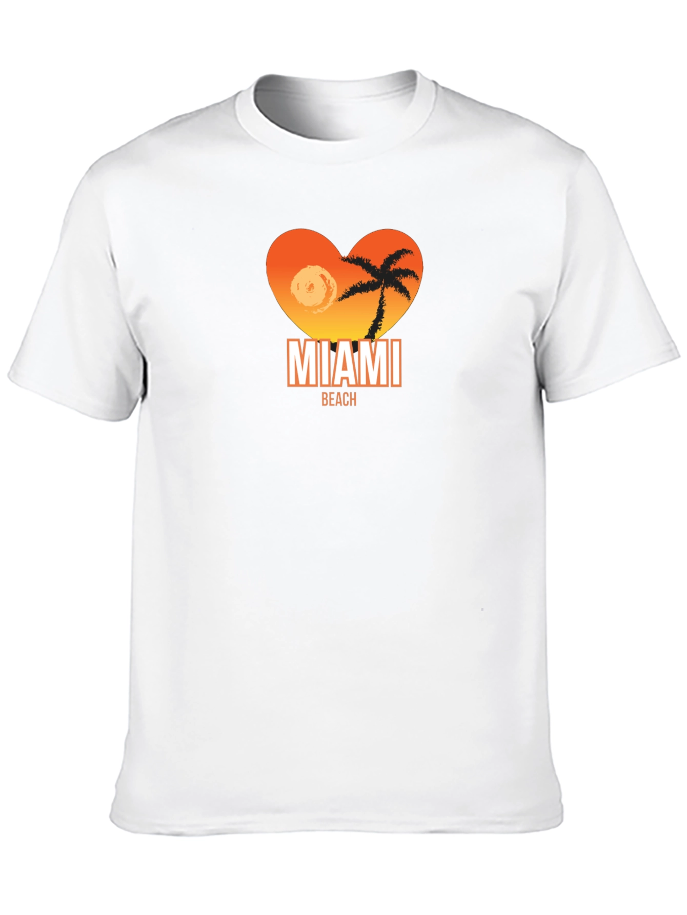 Miami Beach Heart Graphic T-Shirt - Black