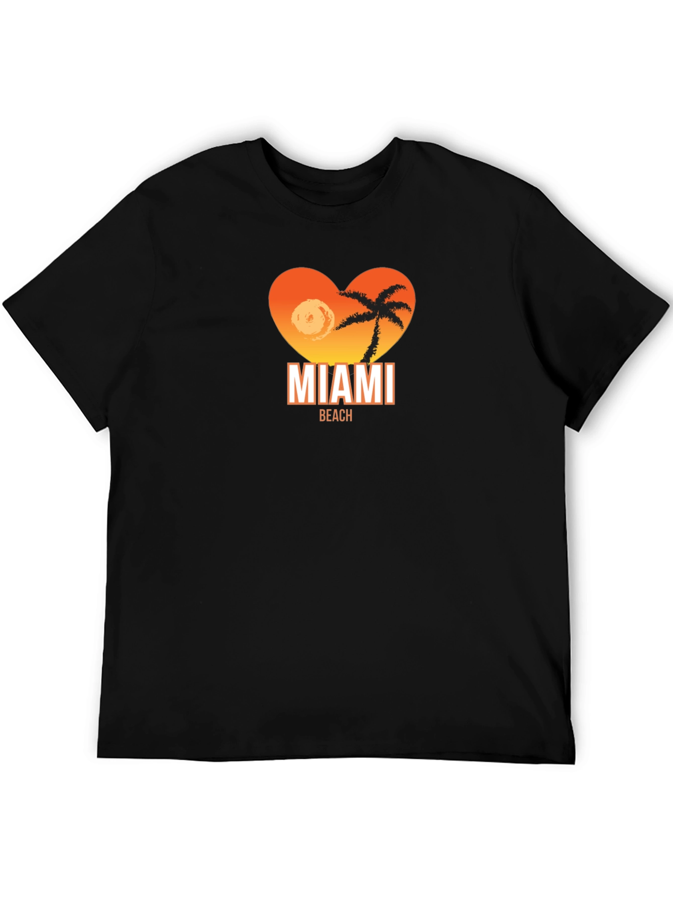 Miami Beach Heart Graphic T-Shirt - Black