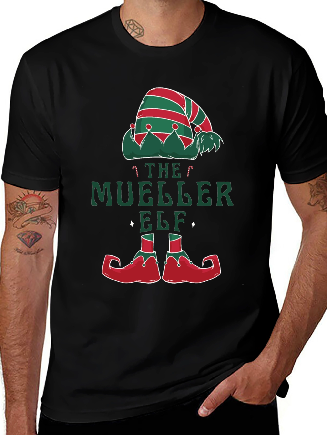 The Mueller Elf Christmas Holiday Graphic Tee Shirt