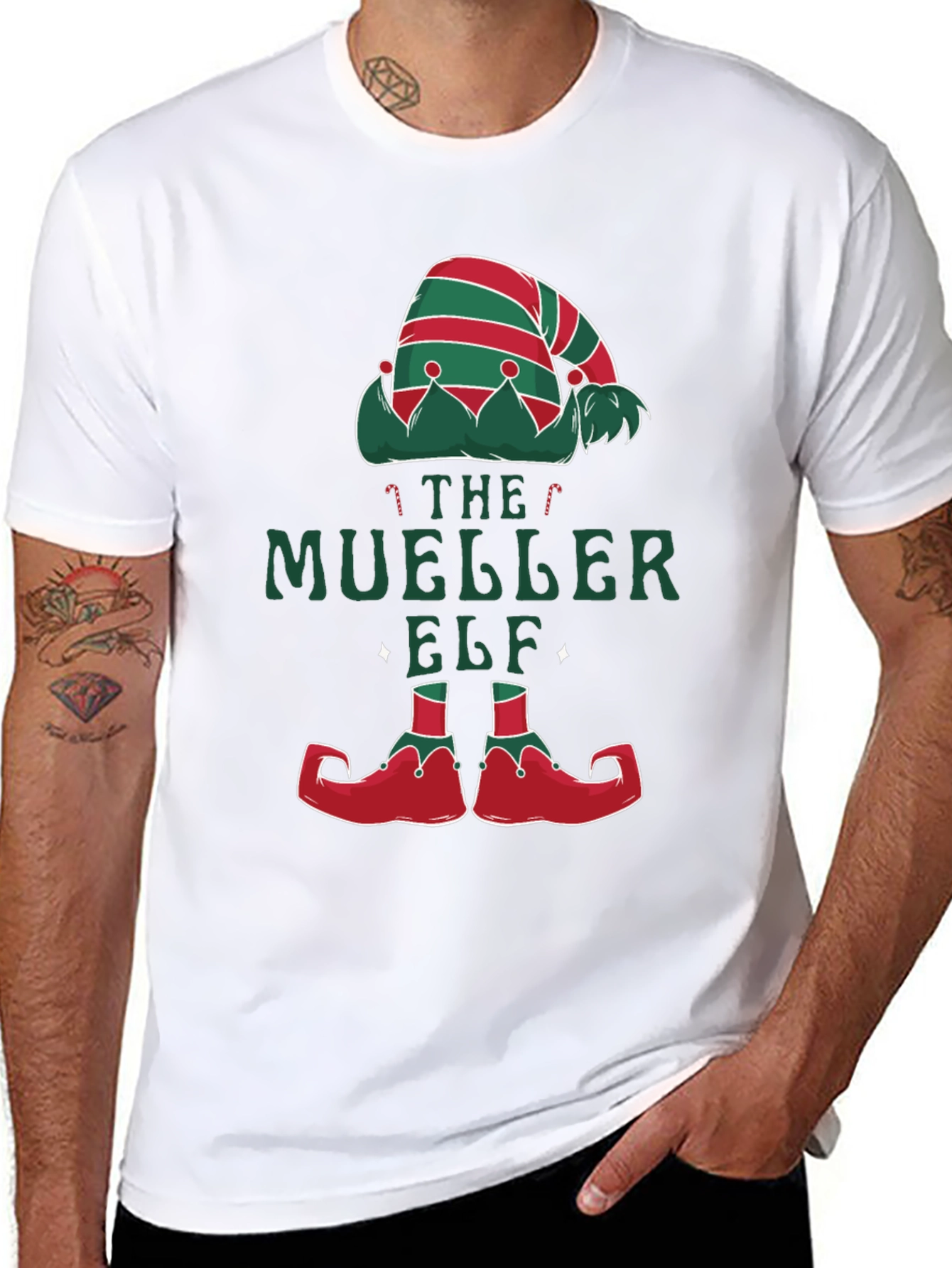 The Mueller Elf Christmas Holiday Graphic Tee Shirt