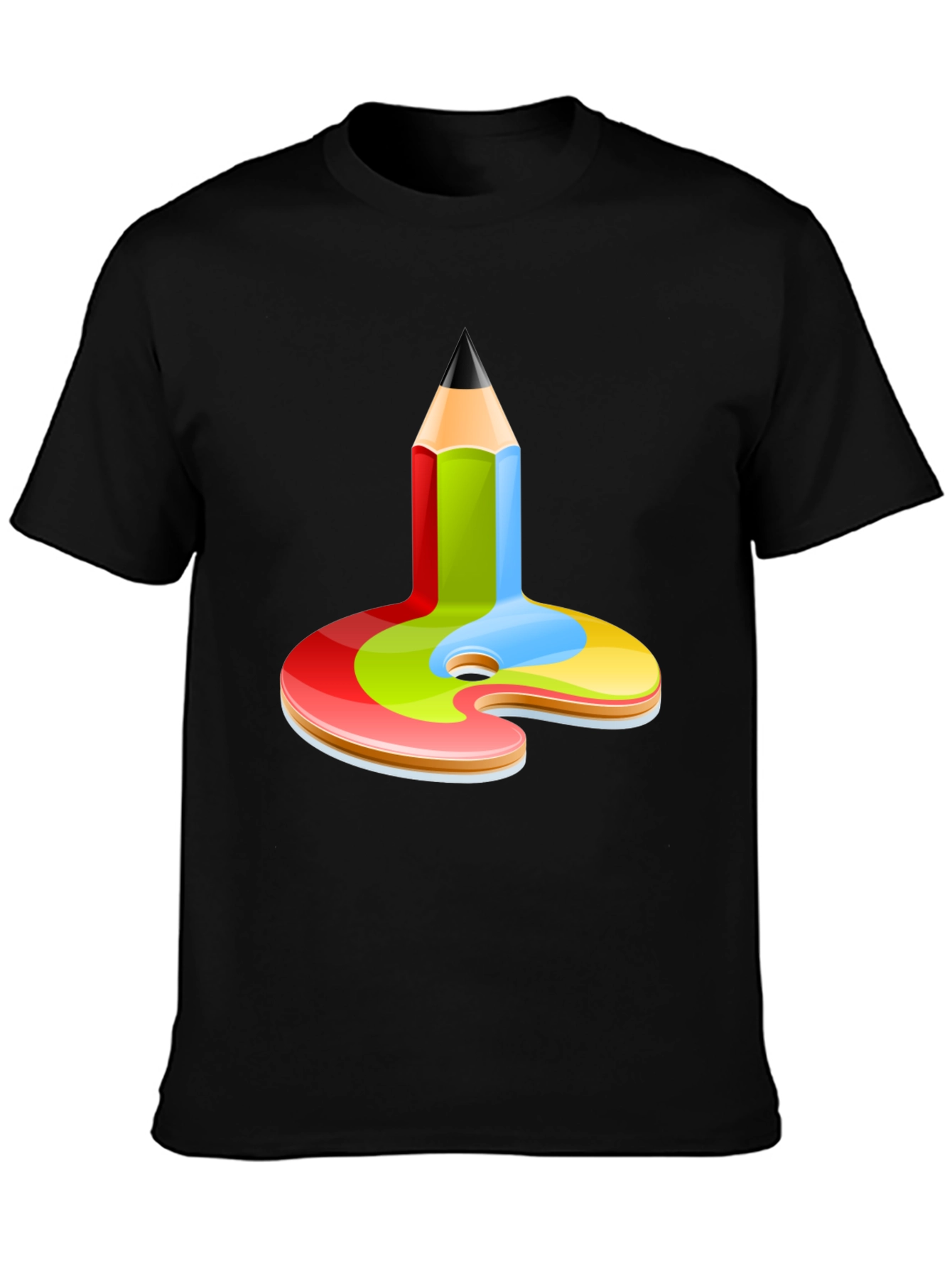 Artist Palette Pencil Graphic Tee - Black Cotton