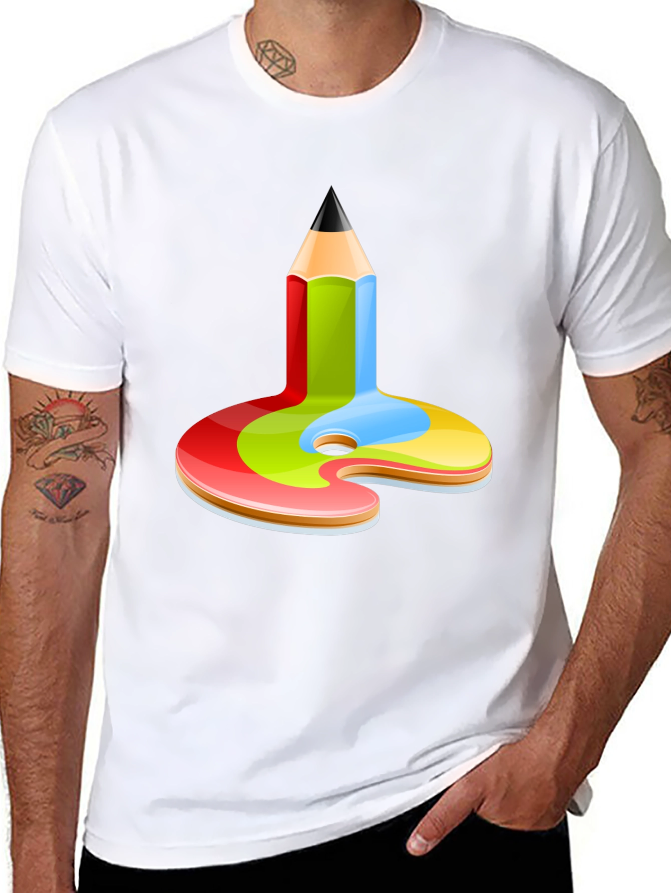 Artist Palette Pencil Graphic Tee - Black Cotton