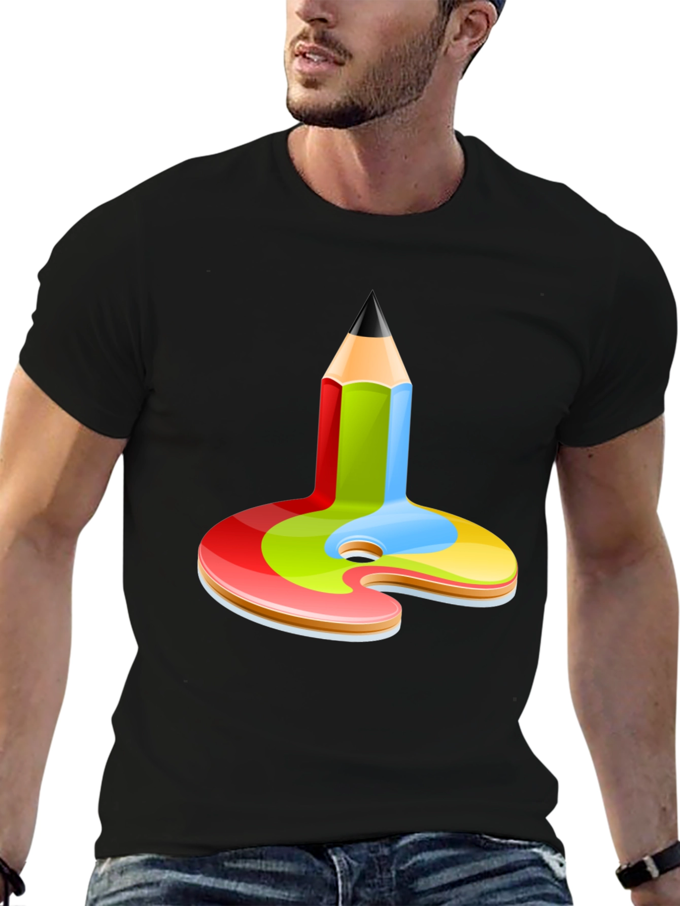 Artist Palette Pencil Graphic Tee - Black Cotton