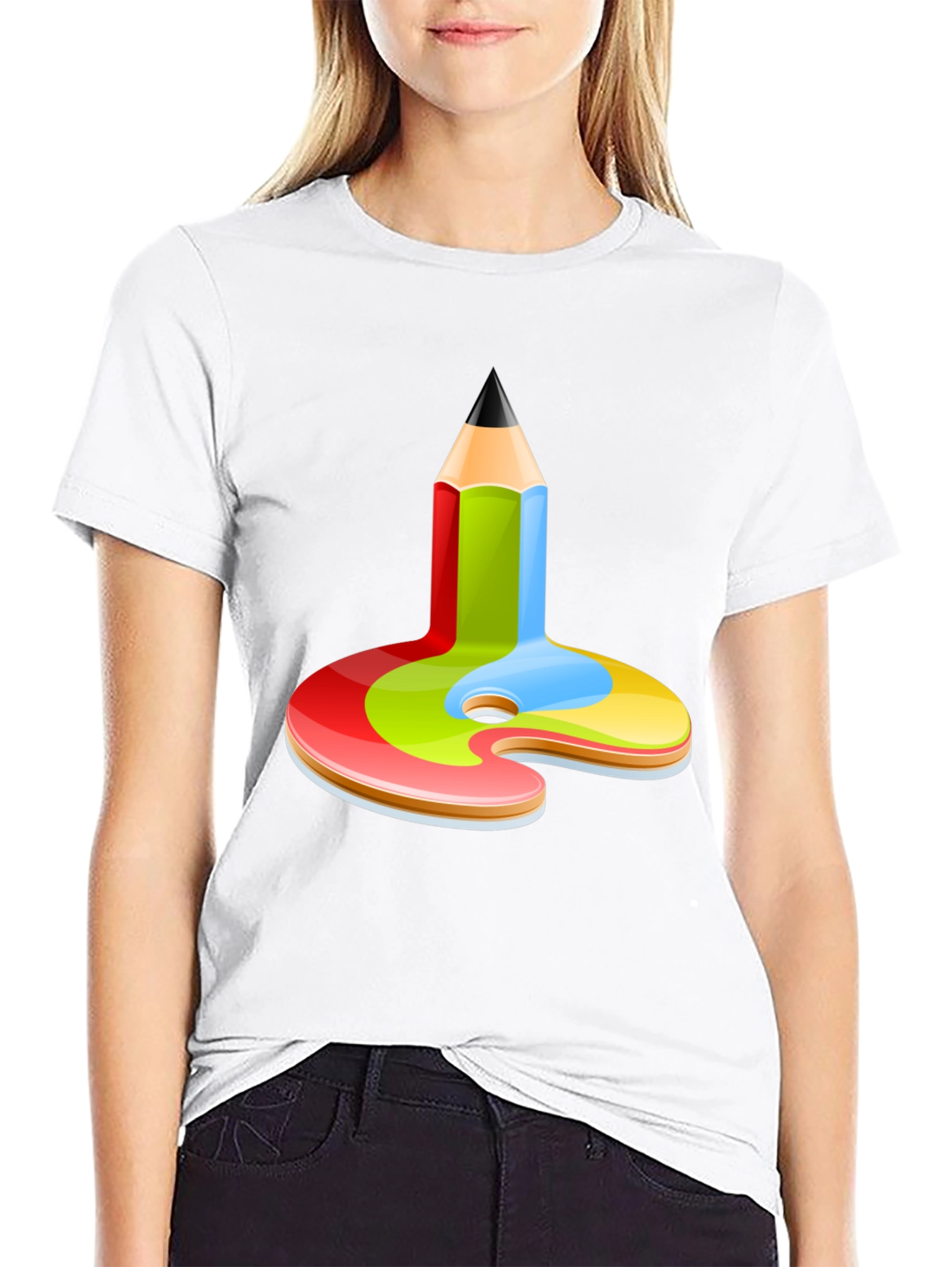 Artist Palette Pencil Graphic Tee - Black Cotton