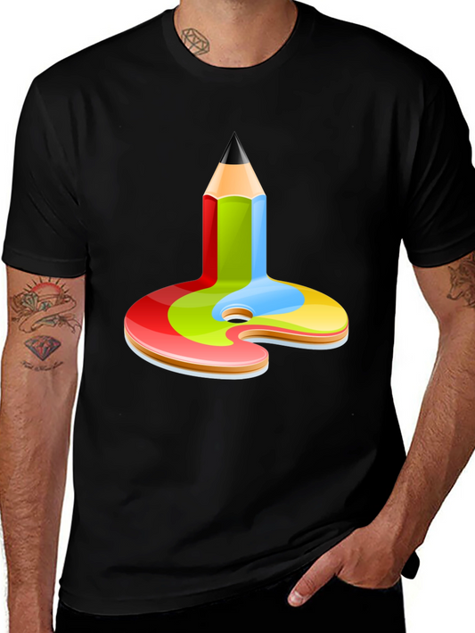 Artist Palette Pencil Graphic Tee - Black Cotton